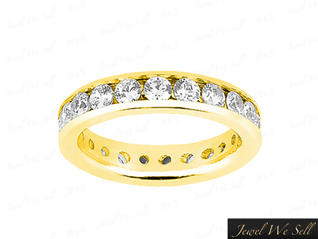 Pre-owned Jewelwesell Natural 3.00ct Round Diamond Classic Channel Set Eternity Ring 14k Gold Si1