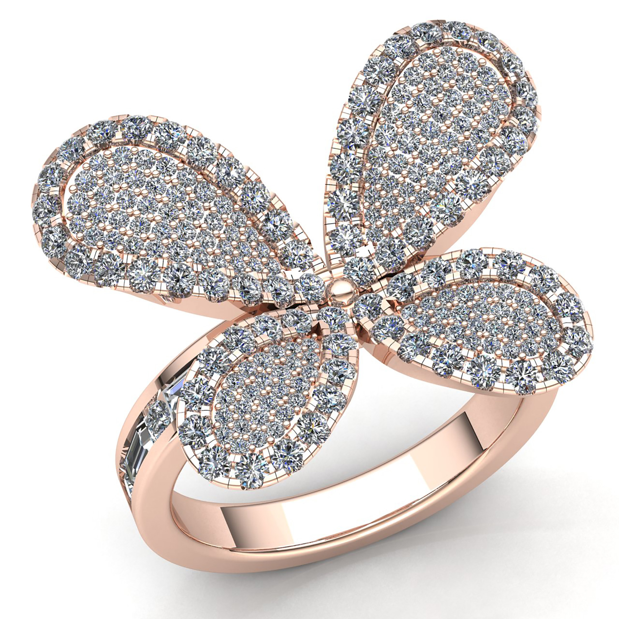 New~Gorgeous 1/3Ct. Genuine Diamond Cluster Butterfly 2024 Design Ring