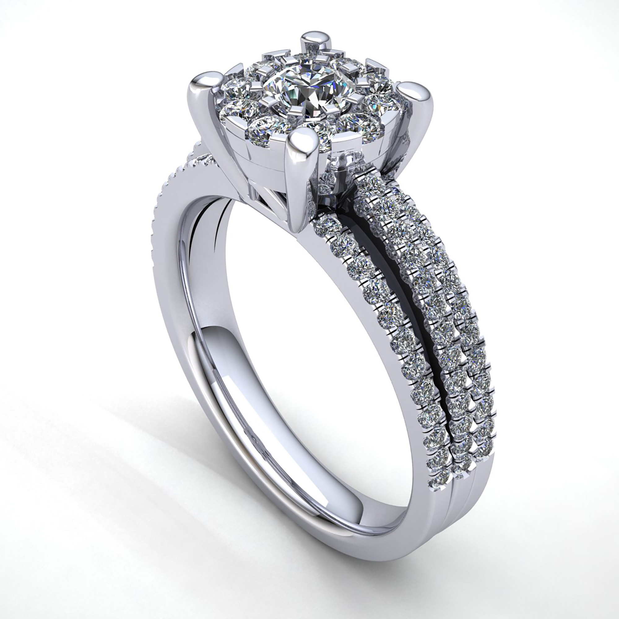 Genuine 5ct Round Cut Diamond Women's Bridal Cluster Engagement Ring