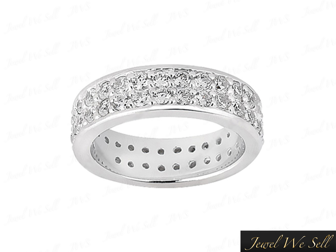 2 50ct Round Double Row Pave Diamond Eternity Wedding Band Ring