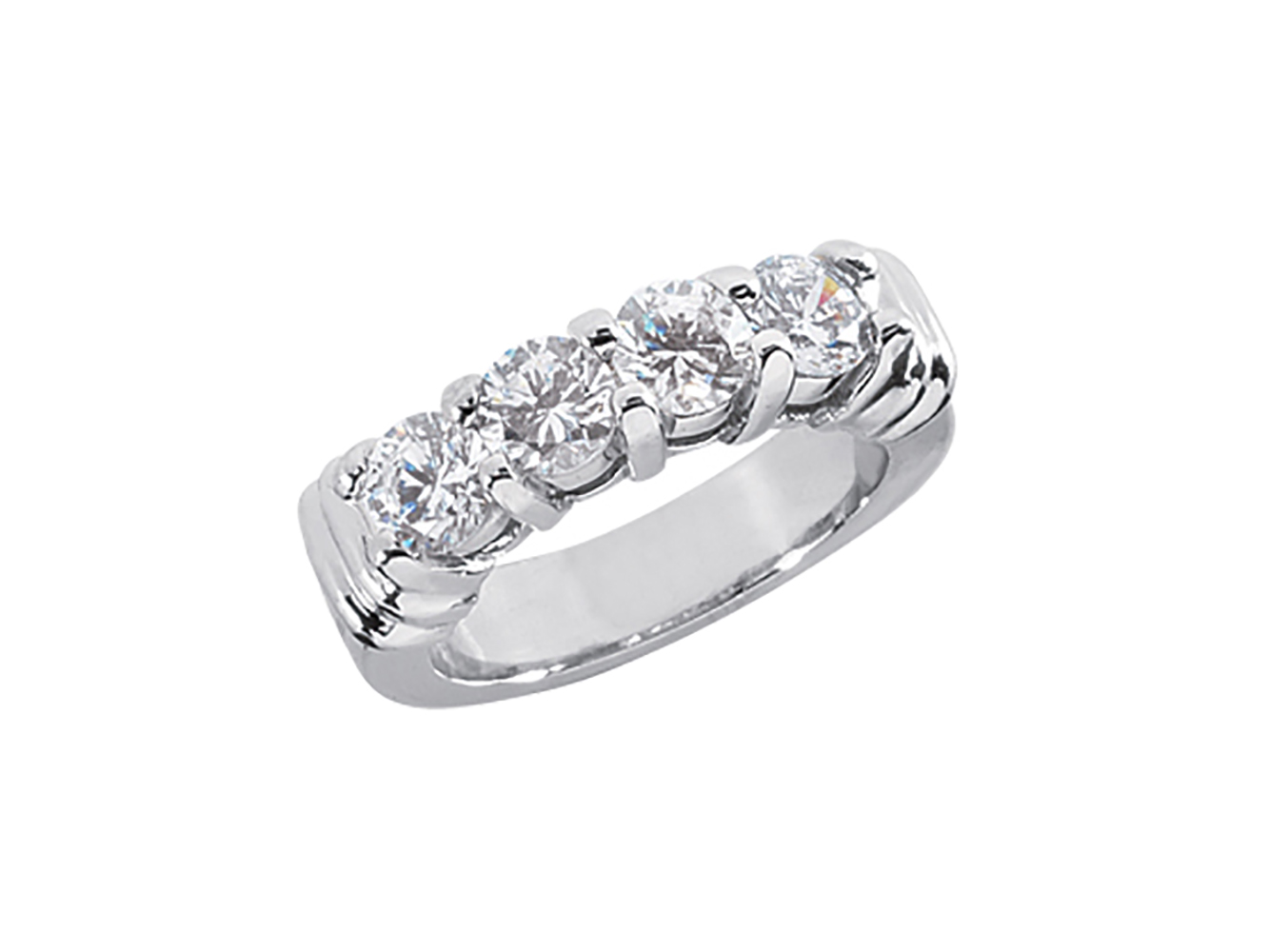 Real 1.40ct Diamond 4Stone Gallery Wedding Band Ring Platinum Round F VS1 Prong