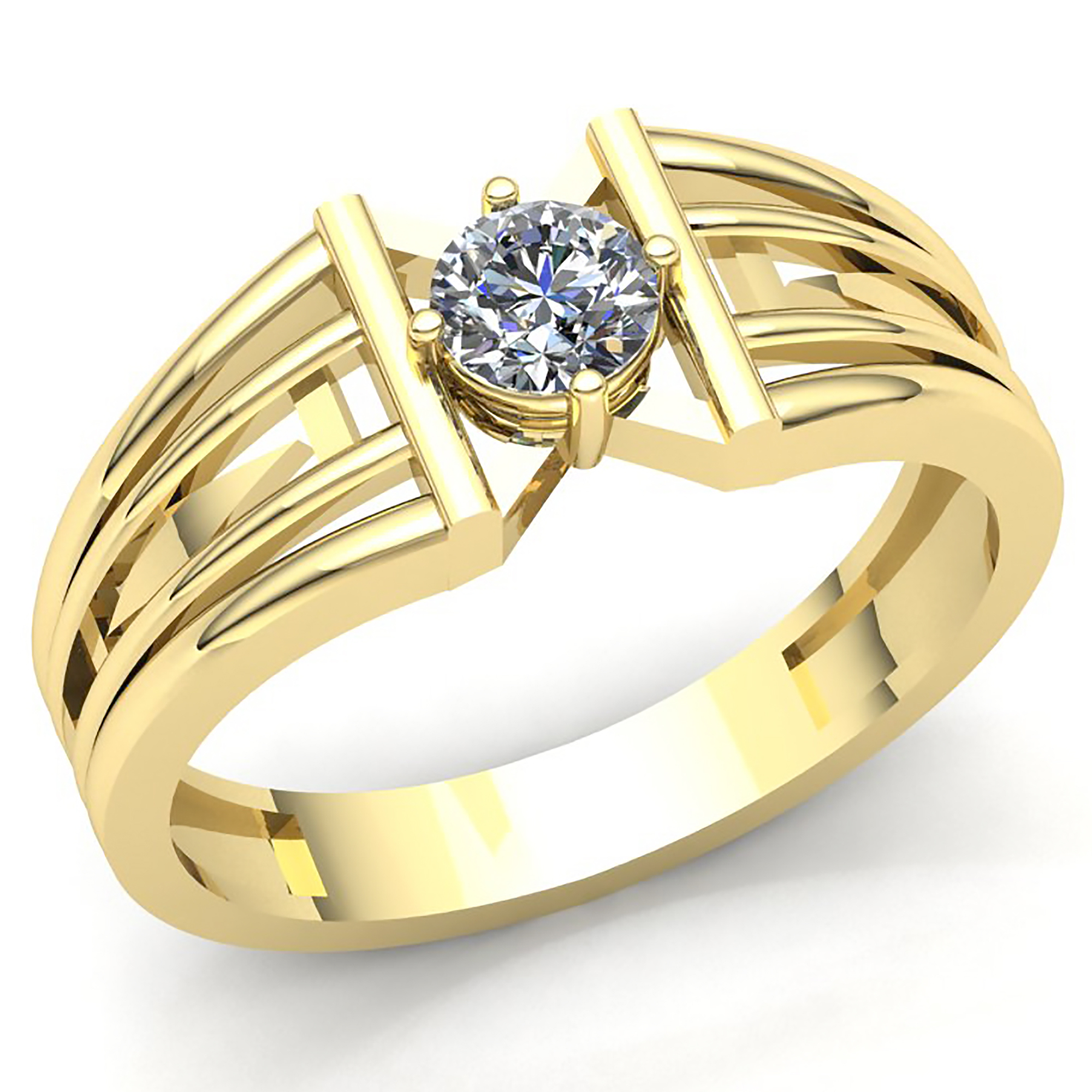 simple gold band solitaire diamond ring rectangle cut