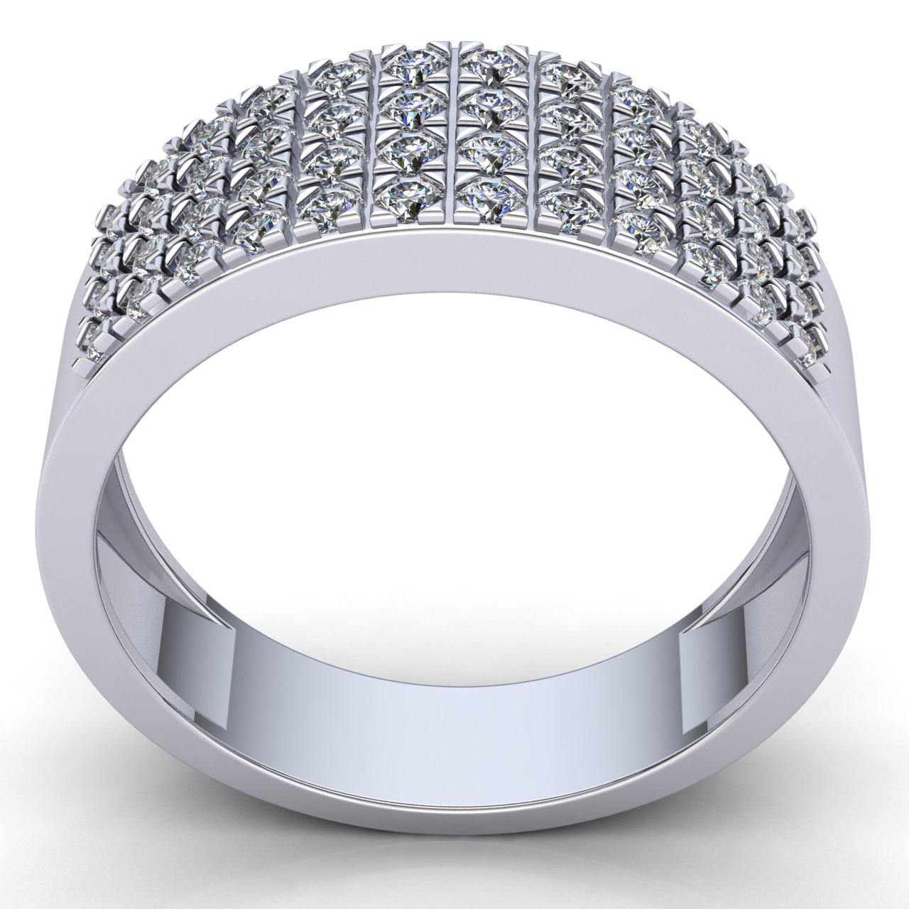 Natural 4ct Round Cut Diamond Mens 4Row Micro Pave Wedding