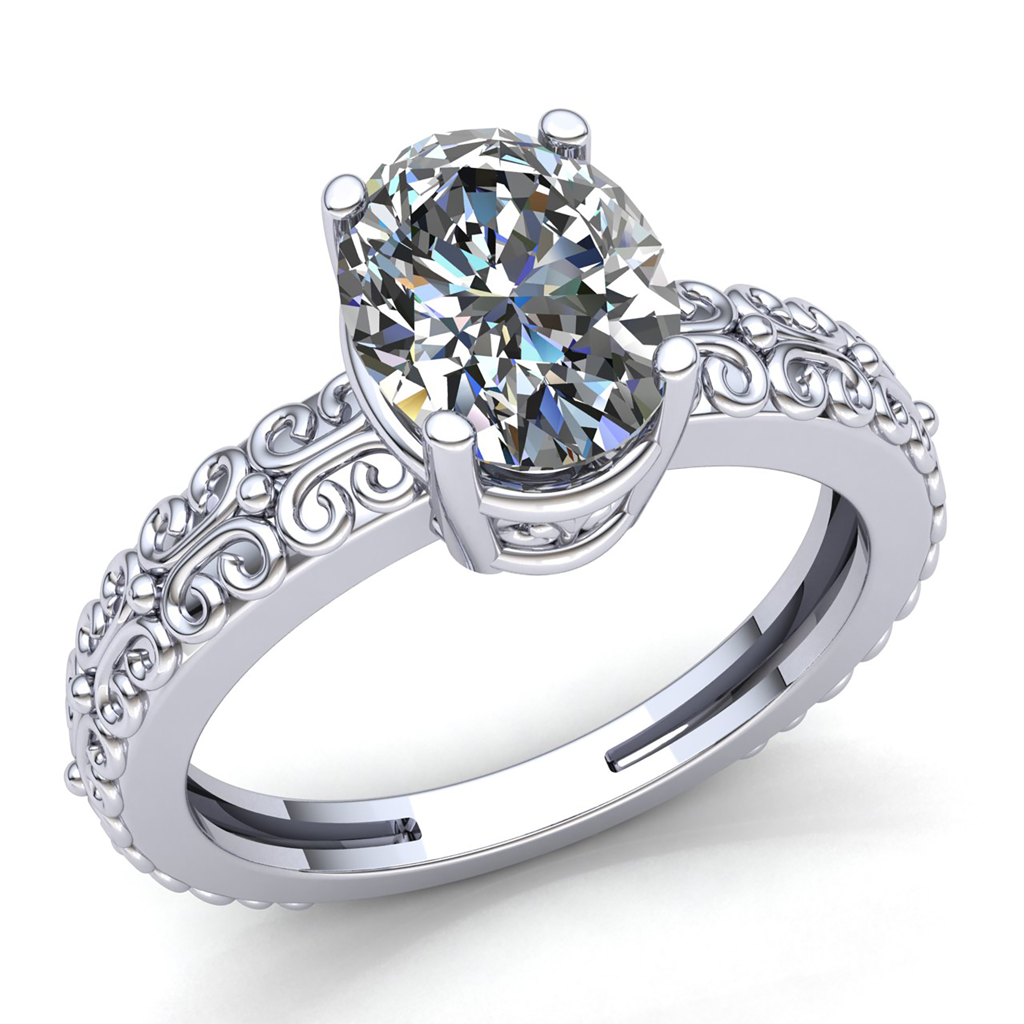 0 4ct Oval Diamond  Ladies Bridal  Solitaire Engagement  Ring  