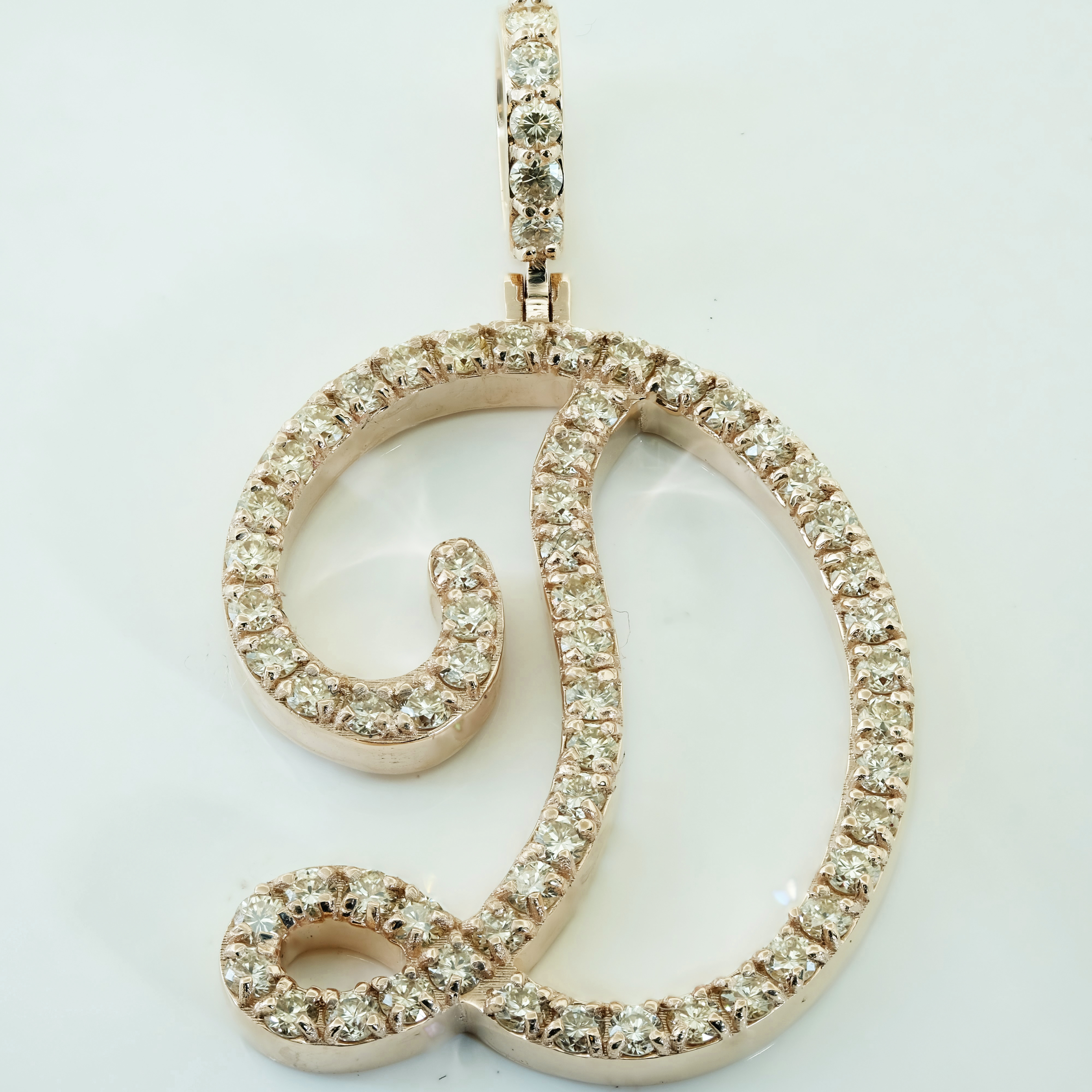 Pre-owned Jewelwesell Initial 'd' Pendant Charm 14k Gold Genuine Round Diamond Script 1.25" 1.07ct
