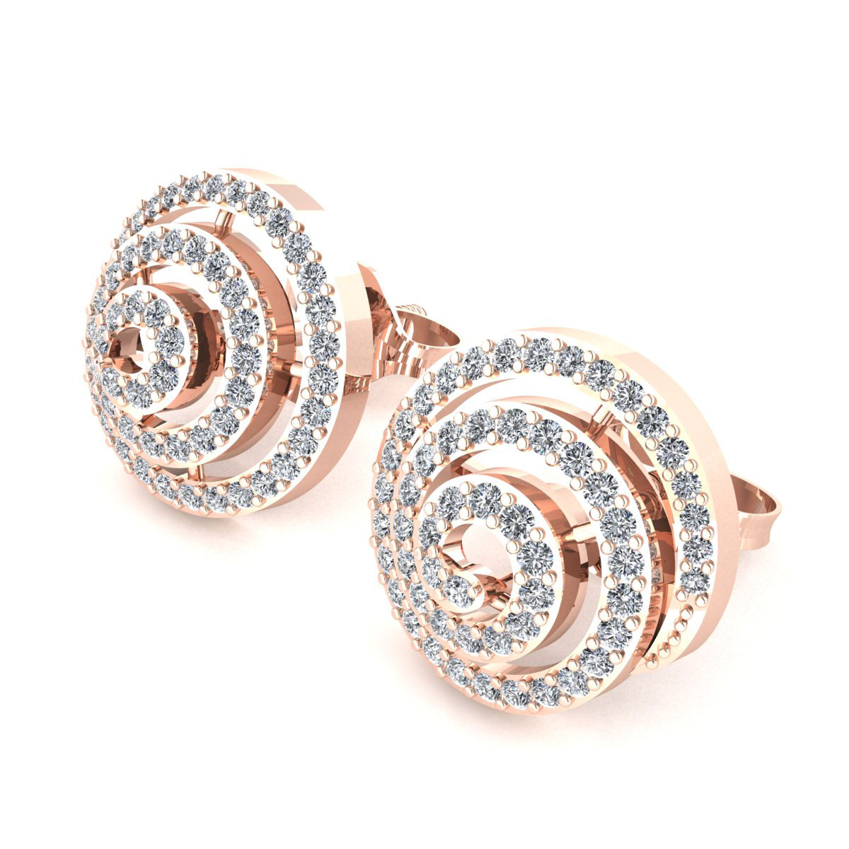 0.6ctw Genuine Round Cut Diamond Ladies Swirl Studs Earrings Solid 18K Gold | eBay