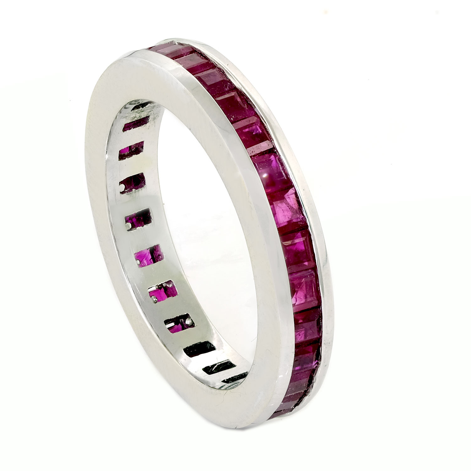 Women's Classic Channel Set Ruby Eternity Band Wedding Ring 14k White