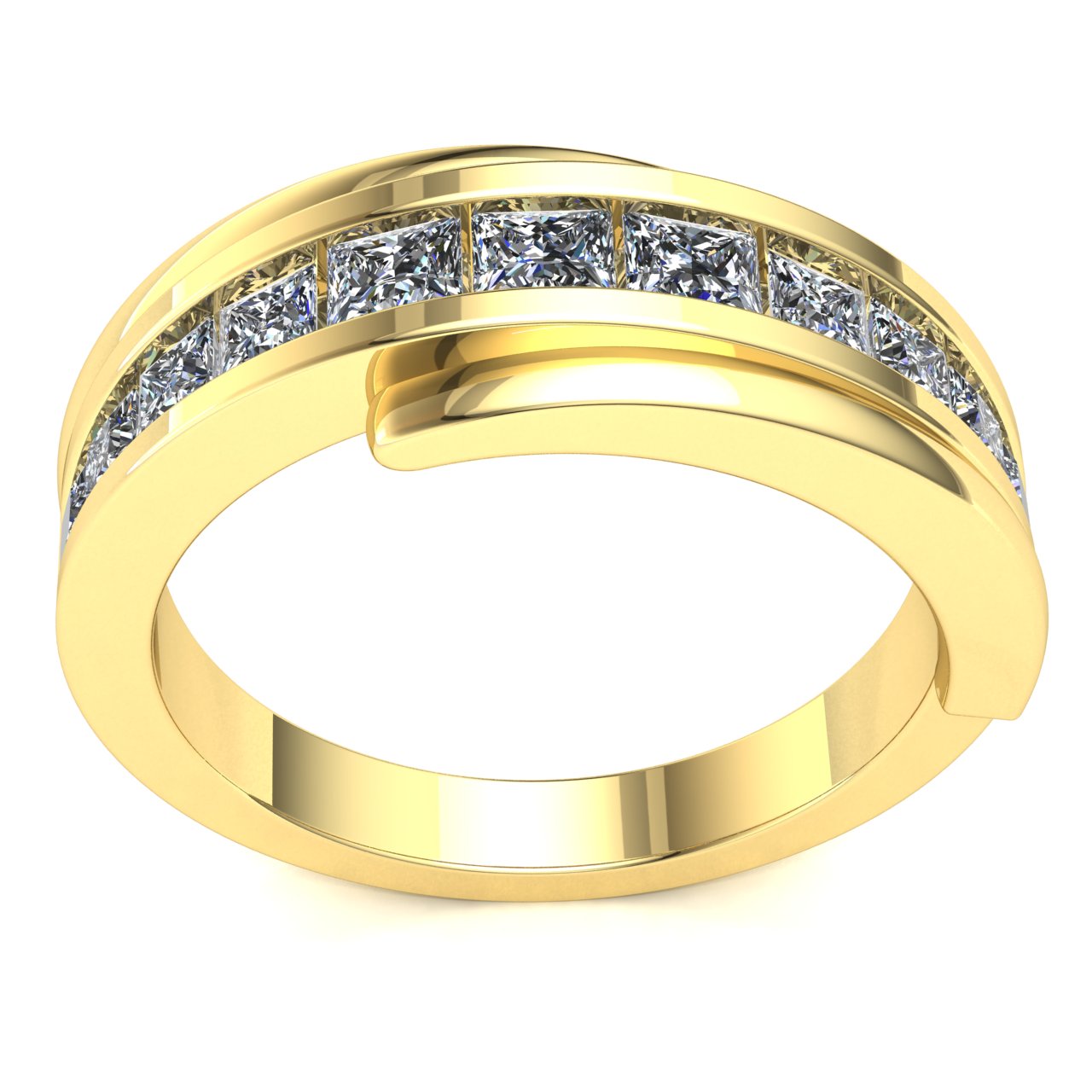 1ct Princess Cut Diamond Mens 11 Stone Channel Set Men�s