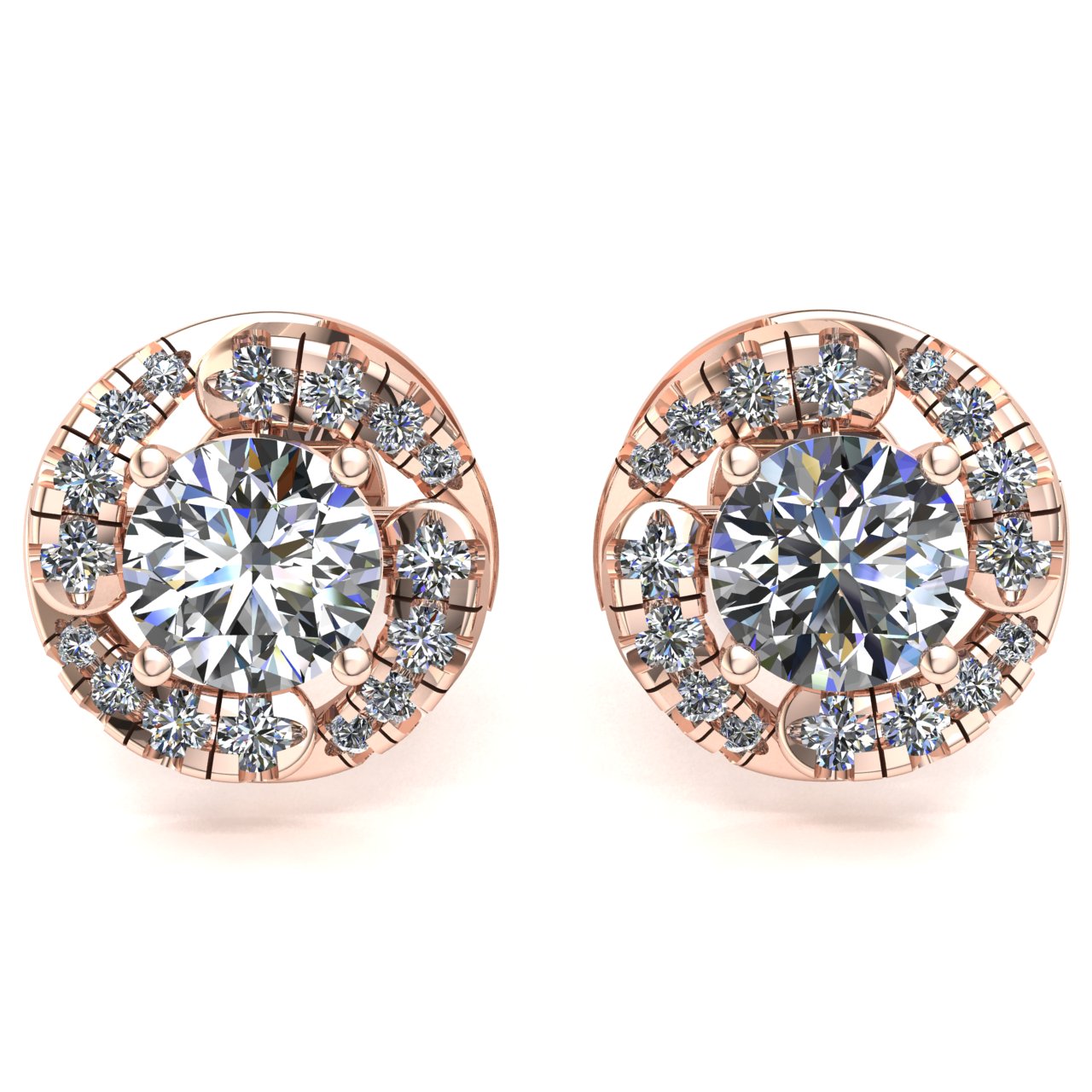 Genuine 0.50ctw Round Cut Diamond Ladies Solitaire Halo Stud Earrings 10K Gold - Picture 6 of 8