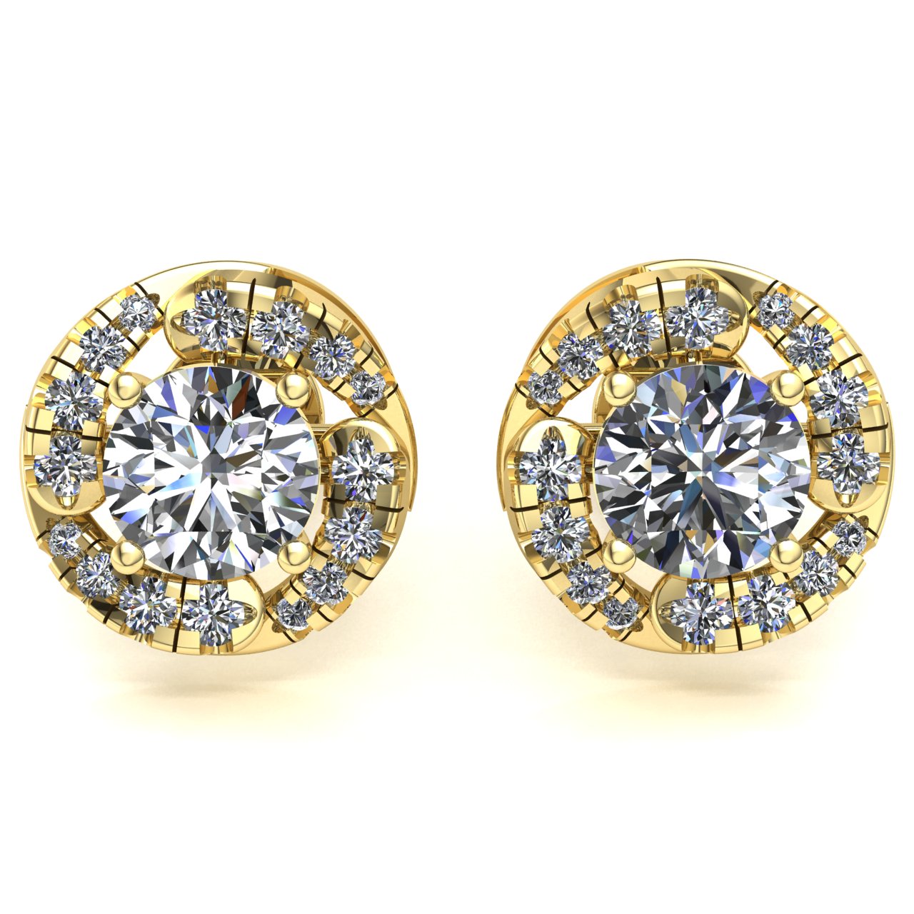Genuine 0.50ctw Round Cut Diamond Ladies Solitaire Halo Stud Earrings 10K Gold - Picture 8 of 8