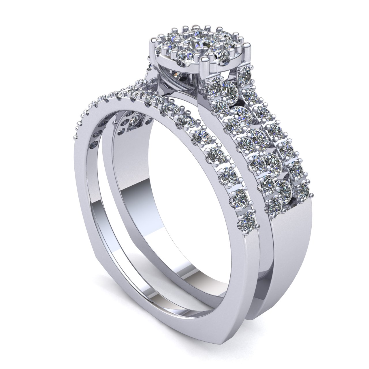 Natural 1ctw Round Cut Diamond Ladies Bridal Set Cluster Engagement Set 10K Gold - Picture 10 of 14