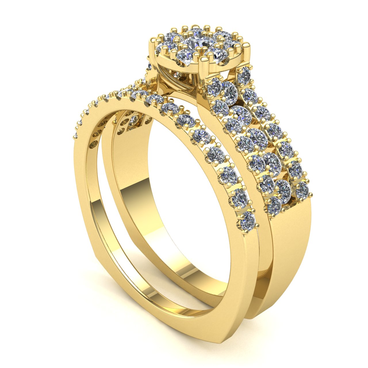 Natural 1ctw Round Cut Diamond Ladies Bridal Set Cluster Engagement Set 10K Gold - Picture 13 of 14