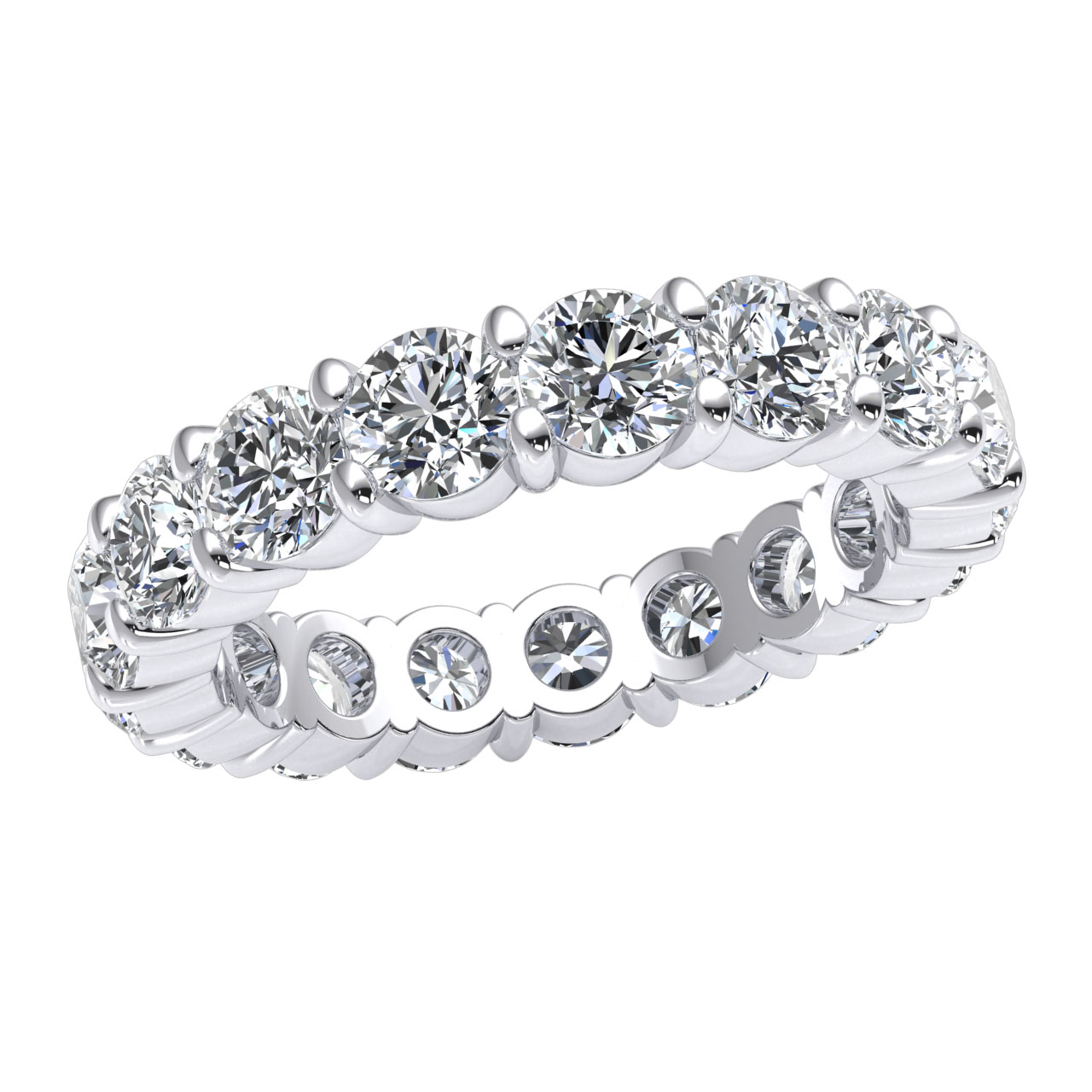 Pre-owned Jewelwesell 4.5ct Classic Shared Prong Eternity Wedding Band Ring Round Diamond 14k Gold