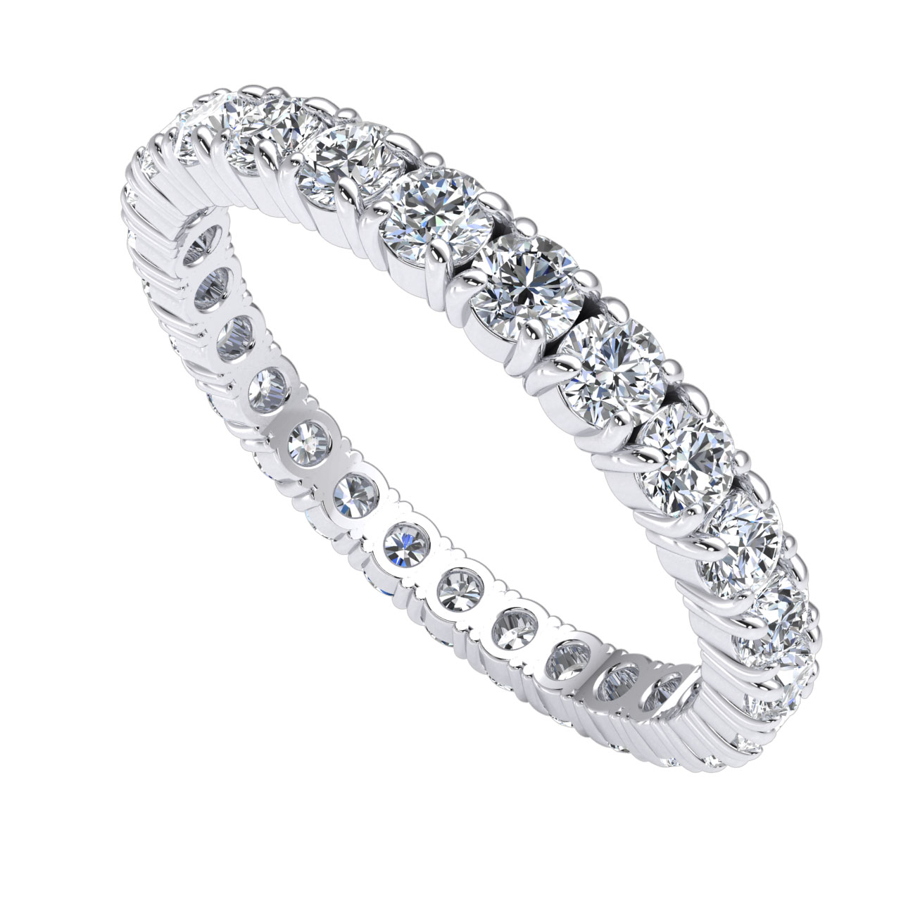 Womens 1.40Ct Classic Individual Prong Eternity Promise Ring Diamond