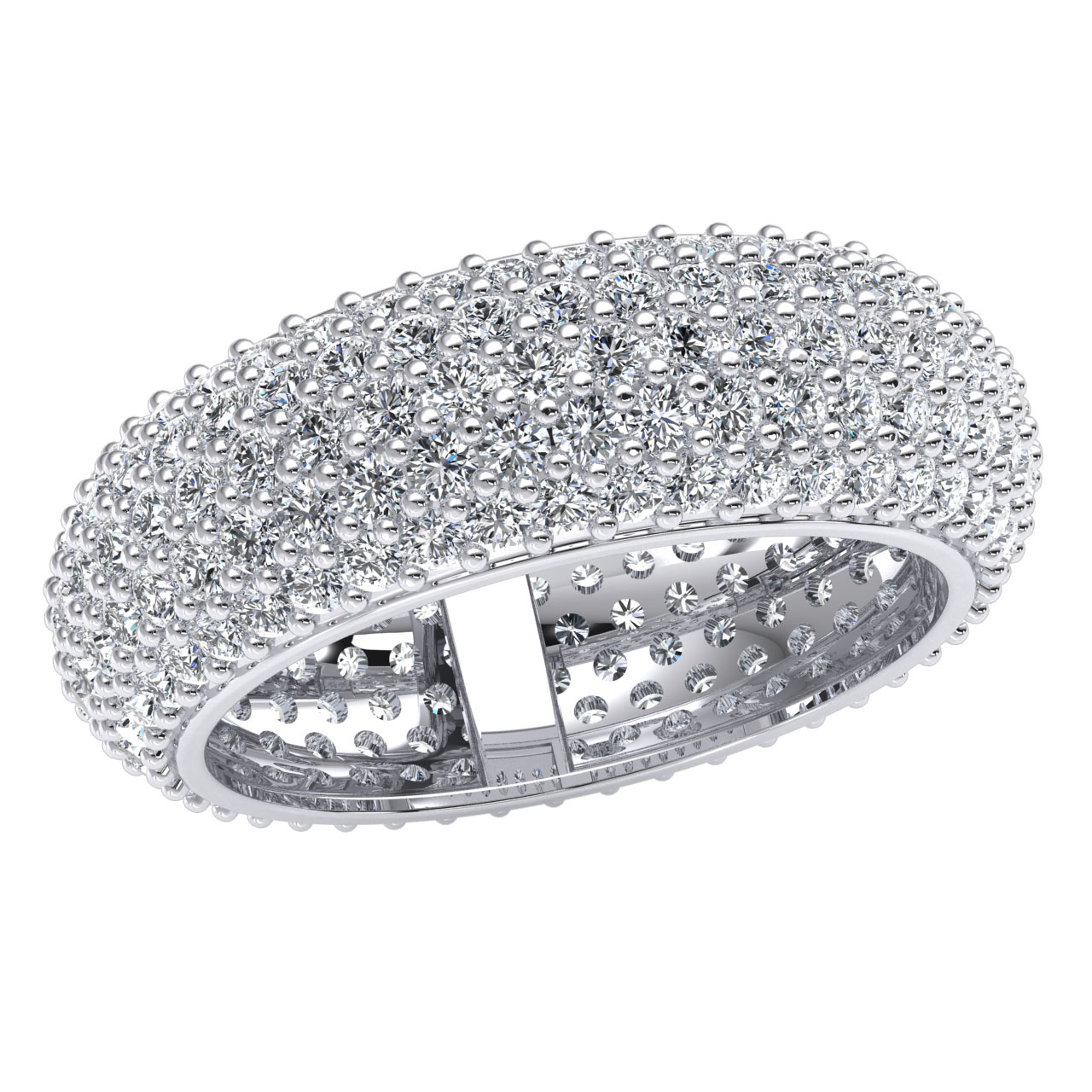 5 row pave diamond ring