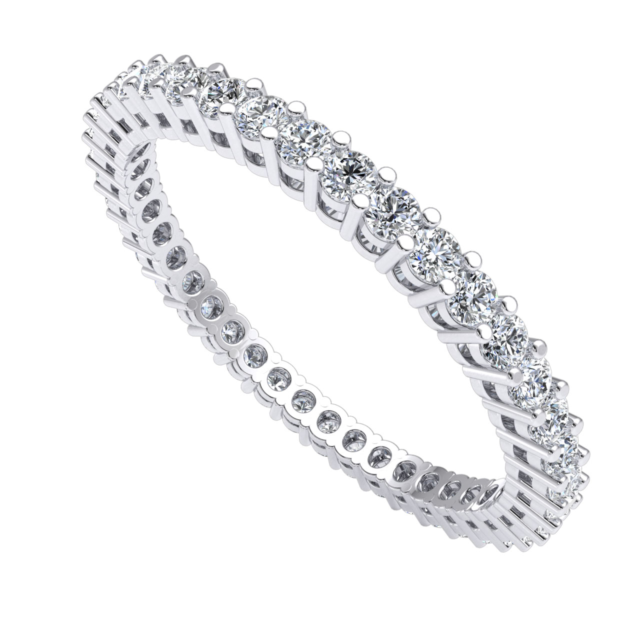 Solid 10k Gold Open Gallery Shared Prong Stackable Eternity Ring 0.6Ct Diamond