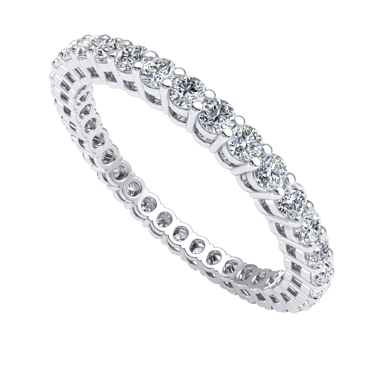 Open Gallery Prong Eternity Wedding Band Ring 1.00Ct Round Cut Diamond 14k Gold