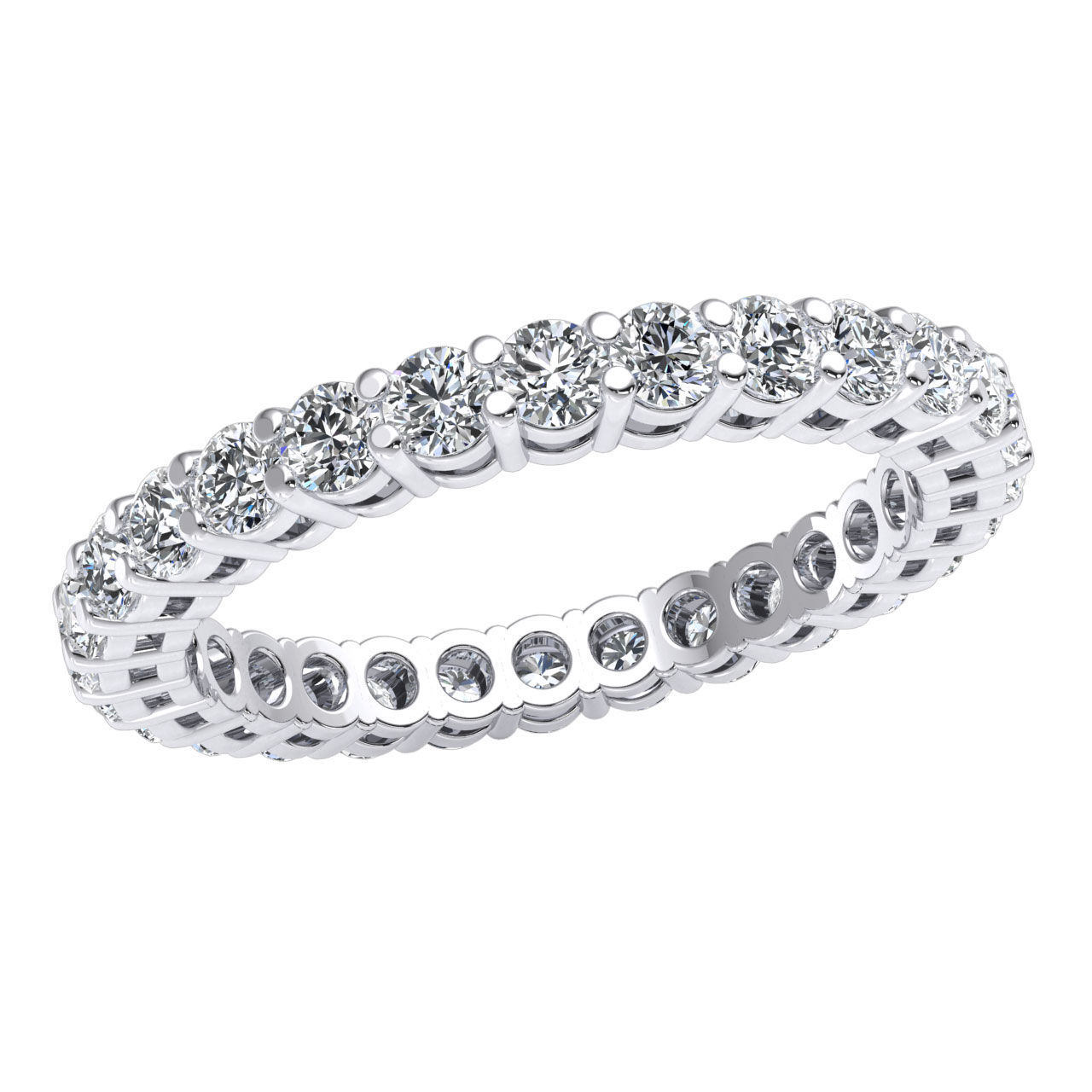 1.50Ct Round Diamond Stackable Classic Open Gallery Eternity Band Ring 10k Gold