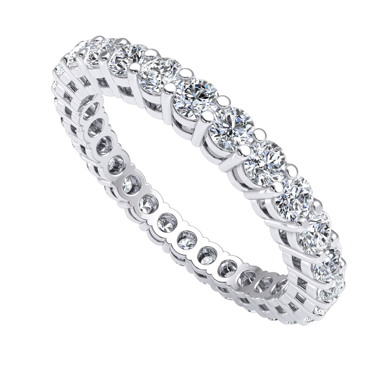 1.50Ct Round Diamond Stackable Classic Open Gallery Eternity Band Ring 10k Gold