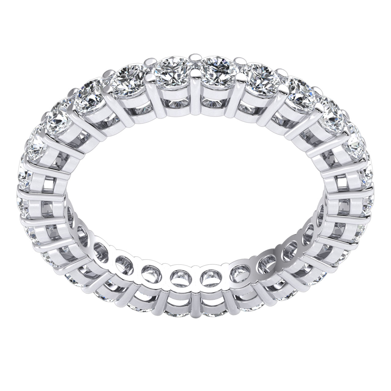 18k Gold Classic Open Gallery Prong Eternity Band Promise Ring 1.80Ct Diamond